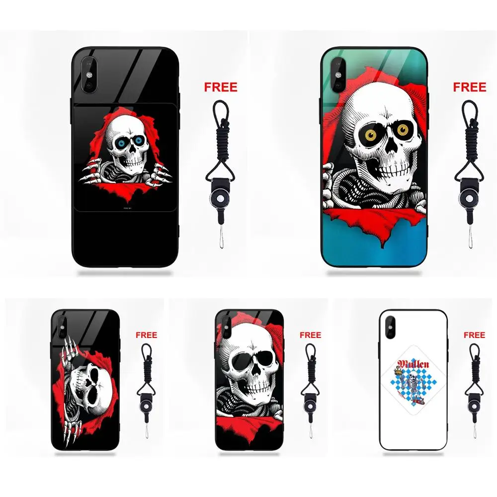 

Soft TPU Frame+Tempered Glass Design Phone Case For Apple iPhone X XS Max XR 5 5C 5S SE 6 6S 7 8 Plus Powell Peralta