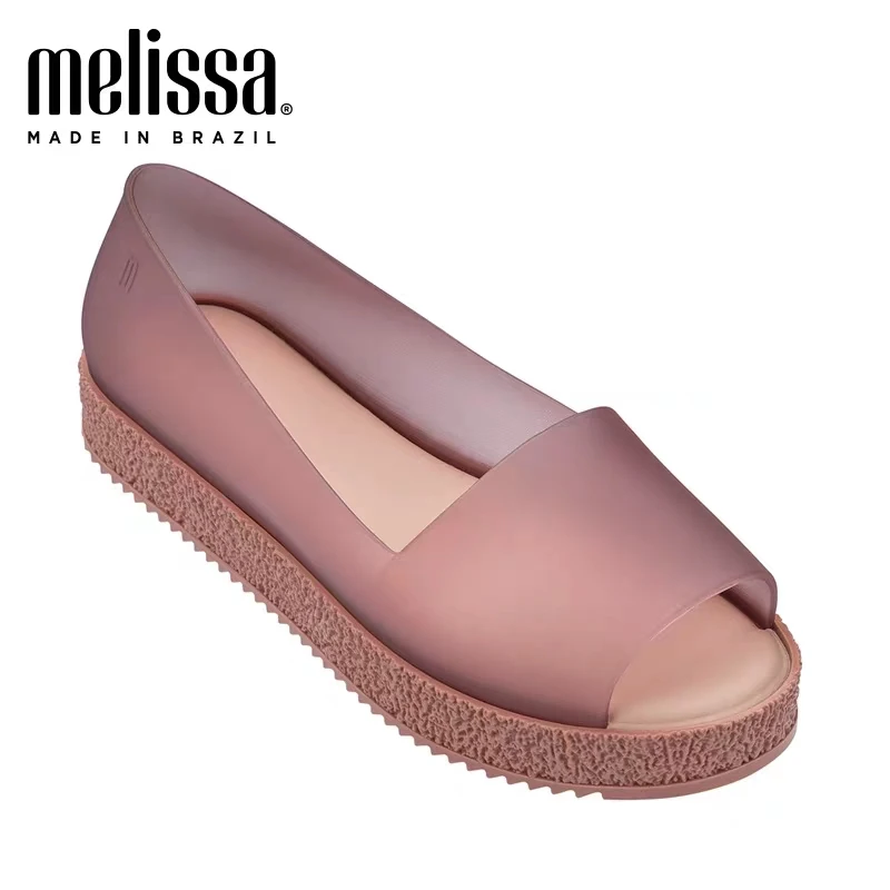 Женские сандалии Melissa черные на толстой танкетке с открытым носком лето 2019 | Обувь