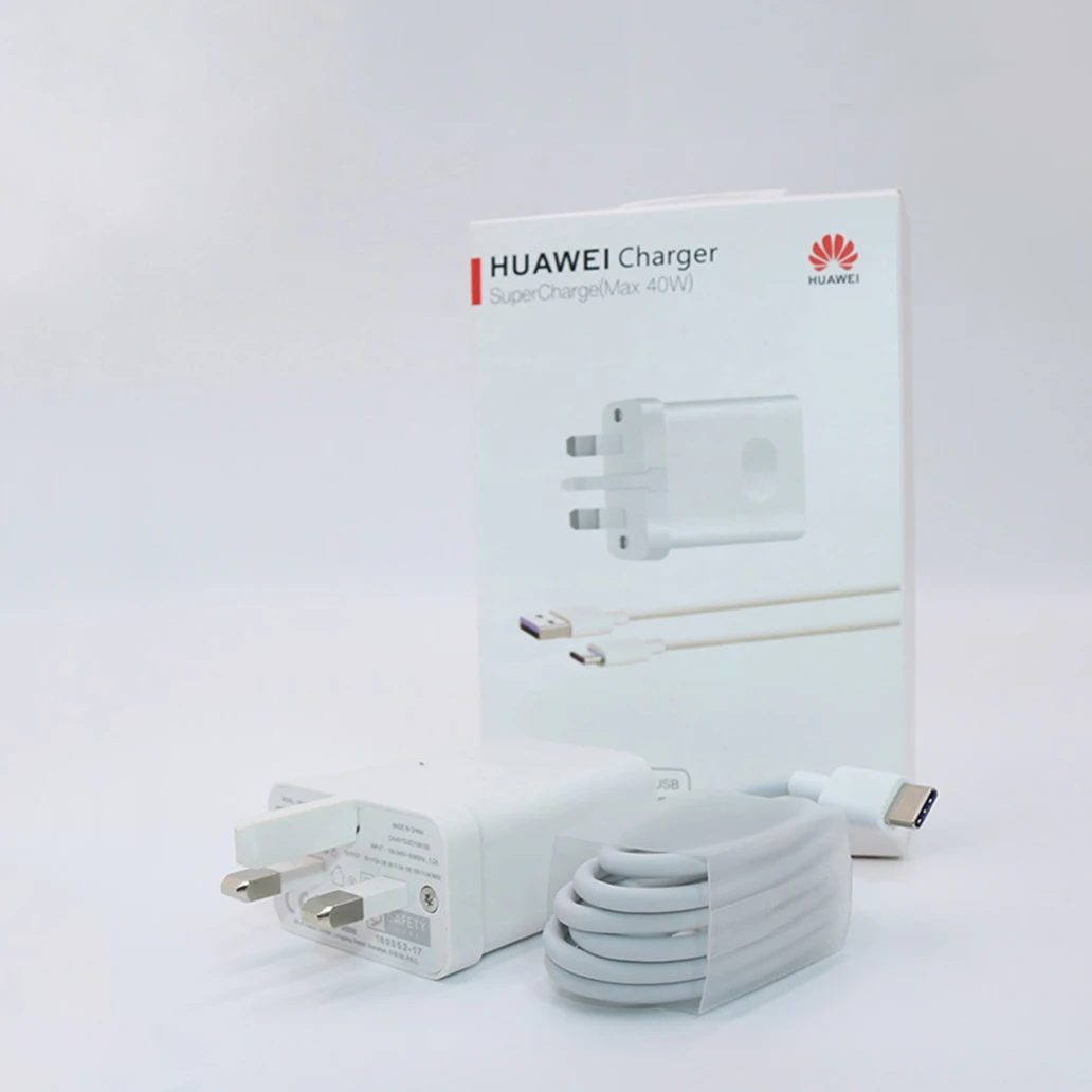 huawei 40 Вт ЕС США Великобритания супер зарядное устройство адаптер питания 5A USB TYPE-C кабель для Honor 10 9 Nova 6 6SE 5 5i p30 pro p30 p20 p10