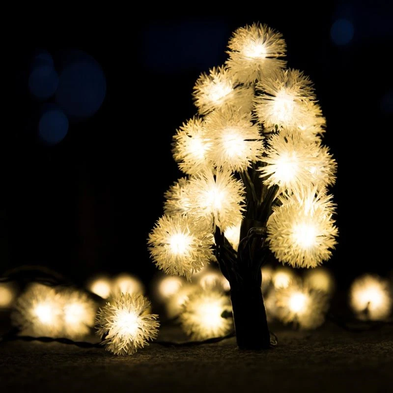 

Solar String Fairy Lights 7M 50LED Waterproof Solar Power Snowflake Fluffy Ball String Light for Outdoor Chrsitmas Home Decor