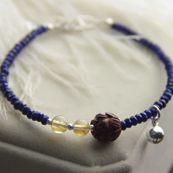 

lazuli fine bracelet, female ancient style, foot chain, handwork, natural crystal ornament, wood mending customization