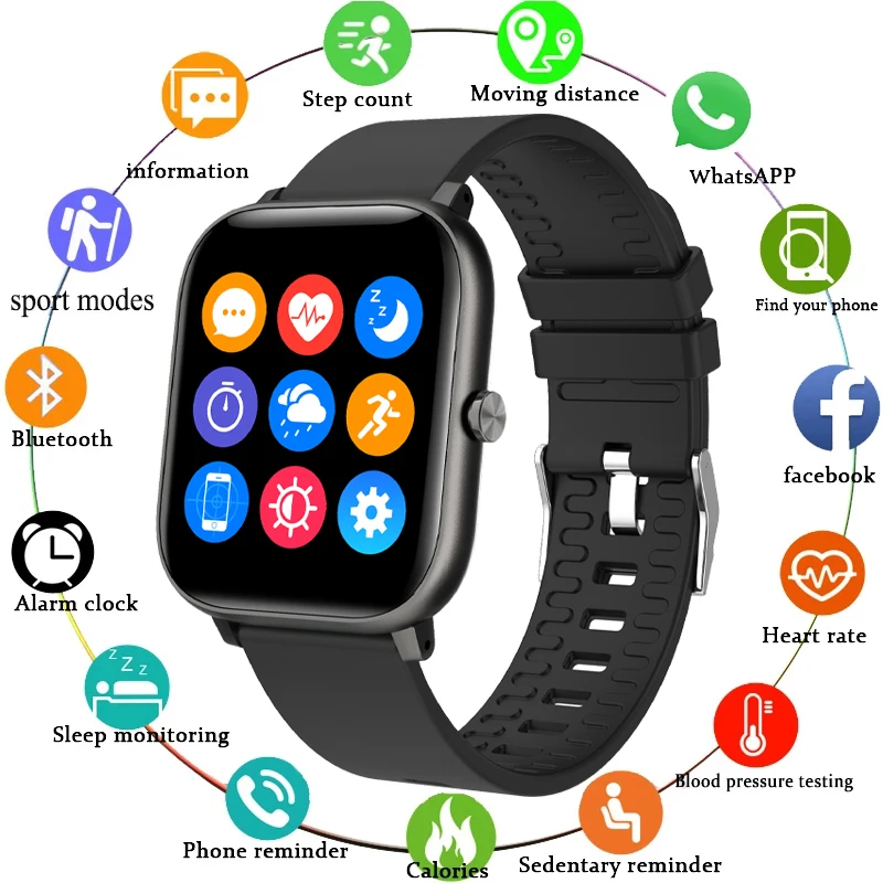 

LIGE 2020 New Smart watch heart rate Blood pressure monitor IP67 waterproof sports watch ladies Smartwatch For Android IOS + Box