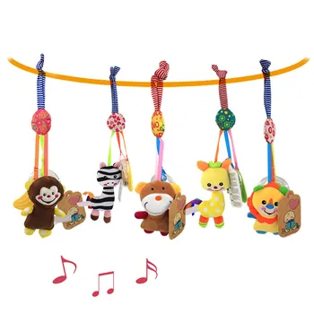 

Kid Baby Rattles Spiral Bed Stroller Animal Modeling With Teether Educational Plush Toy