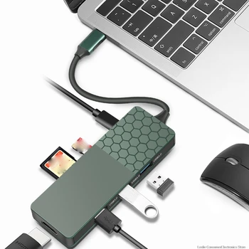 

USB docking station All-in-One USB-C to HDMI Card Reader RJ45 PD Adapter for MacBook for Samsung Galaxy S9 /S8 / S8+Type C HUB