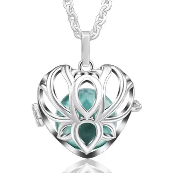 

Eudora 18mm Lotus flower Harmony Bola Ball Heart locket Cage Pendant Necklace sound Ball Jewelry For Pregnant women gift K264