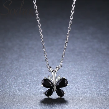 

SODROV 2019 New Romantic 925 Sterling Silver Jewelry Butterfly Necklace for Women Black Spine Female Gift KK016