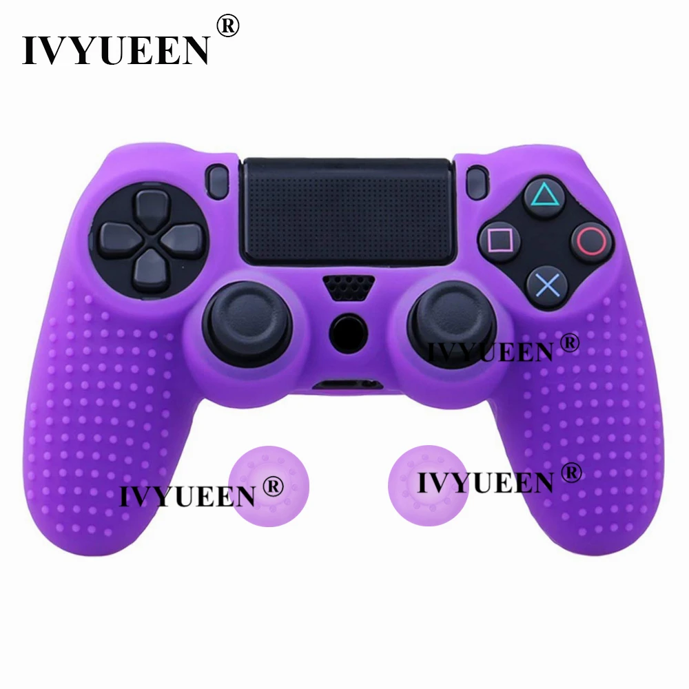 Фиолетовый IVYUEEN силиконовый чехол с шипами для sony playstation 4 PS4 Pro тонкий контроллер защитный чехол для джойстика с 2 захватами для большого пальца - Цвет: Фиолетовый