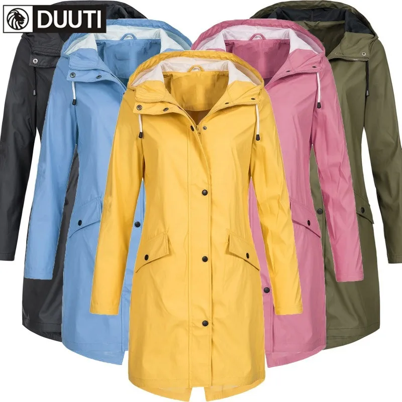 Одноцветная Женская водонепроницаемая дождевая куртка, дождевик, куртка для улицы, ветровка, длинный дождевик, Женская мотоциклетная ветровка D25