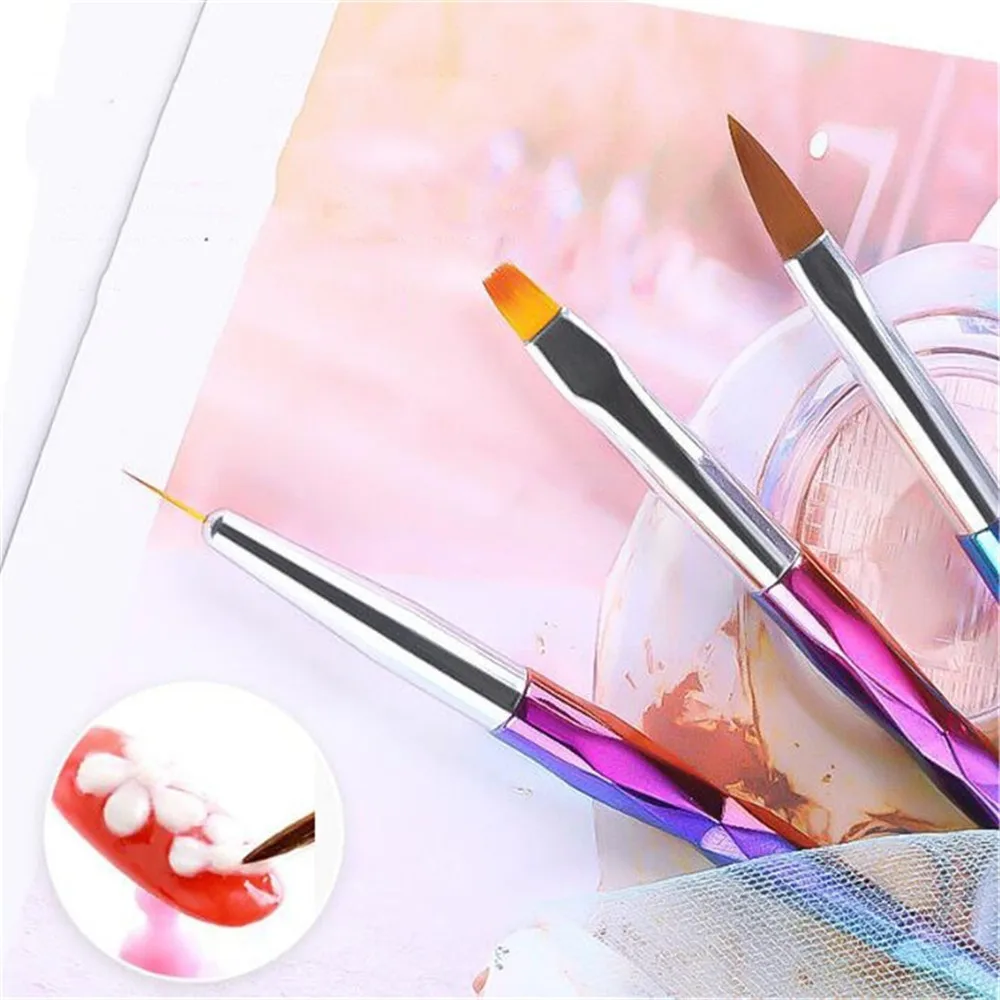 3 шт./компл. лазера градиент противоскользящая ручка Nail Art Кисти для маникюра гель щетка для Градиент для Гель-лак для ногтей для рисования