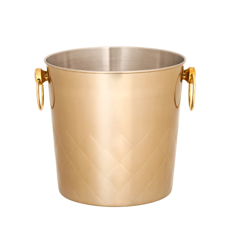 Metal Stainless Steel Gold Plated wine cube cooler 5L bulk Ice Bucket