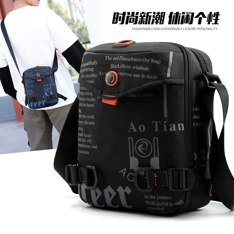 

New Style Men's Women's Nylon Shoulder Bag Casual Mini Messenger Bag Waterproof Multilayer Trendy Bag Solid Color Bag Sports Bag