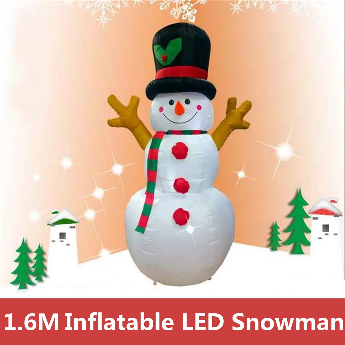 

Free DHL 2pcs/lot 1.6M Christmas Snowman LED Inflatable Model Snowman Doll Broom Cover Christmas Decoration Dressing