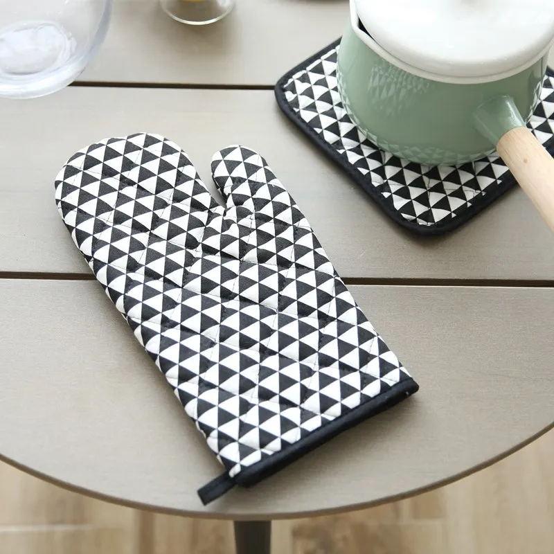 Oven Mitt And Pot Holder set 100% Cotton printing quilted liner Cooking Tools Grill Microwave Baking Kitchen Glove