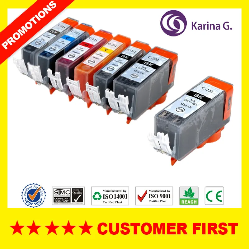 1Set Plus 1PCS Black Для PGI220 CLI221 PGI-220 совместимые картриджи с чернилами для Canon PIXMA iP 3600/3680/4600/4680 MP 540/545/620/630/638 с серым - Цвет: 1Set Plus 1PCS Black