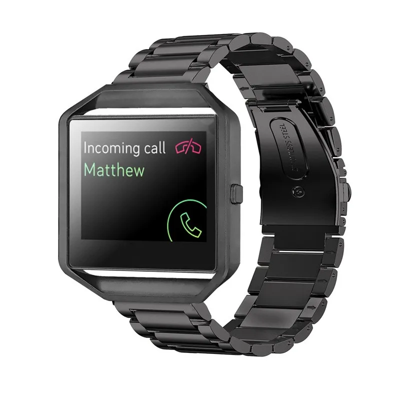 3 в 1 ремешок из нержавеющей стали для Fitbit Blaze Ремешок Браслет ремешок+ рамка+ пленка для экрана для Fitbit Blaze запястье+ Инструменты