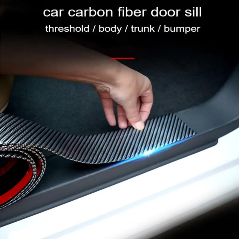 

Car Stickers Carbon Fiber Rubber Styling Door Sill Protector Bumper Strips Auto Accessory Trunk Mirror Decoration Car Modeling