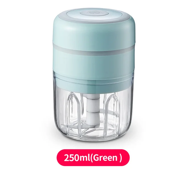 Electric Kitchen Chopper Garlic Masher Meat Grinder Mini Food Garlic Vegetable Chopper Crusher Rechargeable Food Processor 250ML BLUE