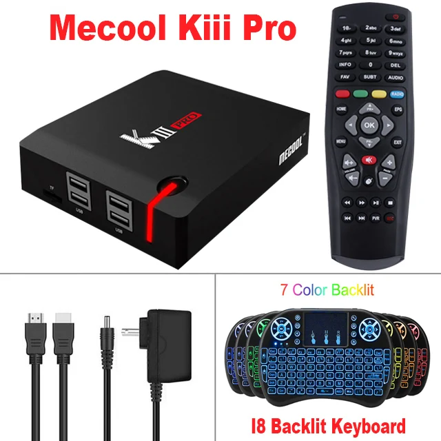 3G16G-I8 Keyboard Смарт ТВ приставка Android 7,1 MECOOL KIII Pro DVB-S2 T2 C Декодер 3 Гб 16 Гб BT4.0 Amlogic S912 Восьмиядерный 64 бит 4 к HD телеприставка плеер - Цвет: 3G16G-I8 Keyboard