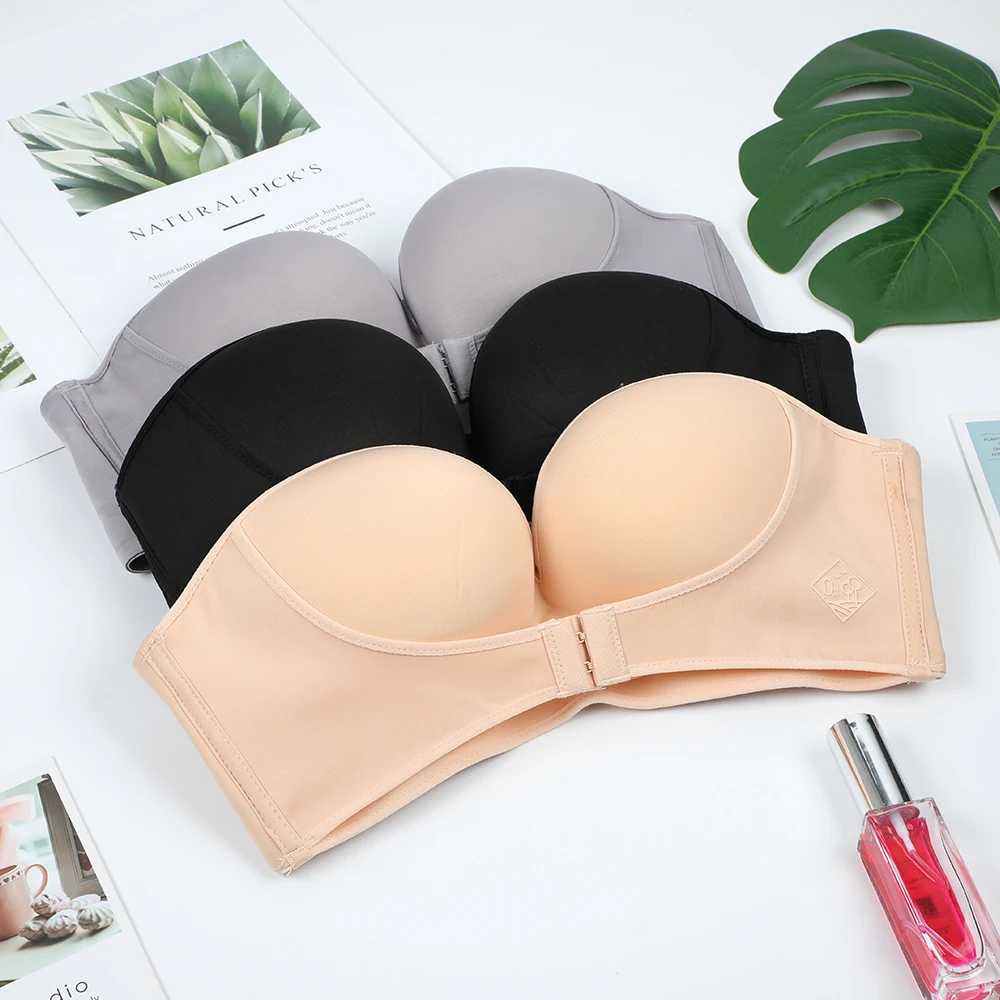 Strapless Bra Push Up Front Closure Sexy Backless Invisible Bras Underwear  Lingerie Female Brassiere Wireless Seamless Bralette
