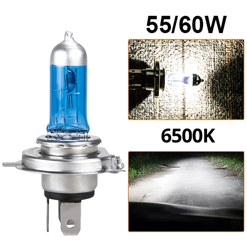 6500K 55W Галогенная лампа H4 H7, автомобильная лампа 55 Вт, 100 Вт, 6500 К, 2700 к, 4300 К, белая/желтая ампула, противотуманный светильник 12 В, качественная кварцевая стеклянная лампа, 1 шт - Испускаемый цвет: 6500K 55W