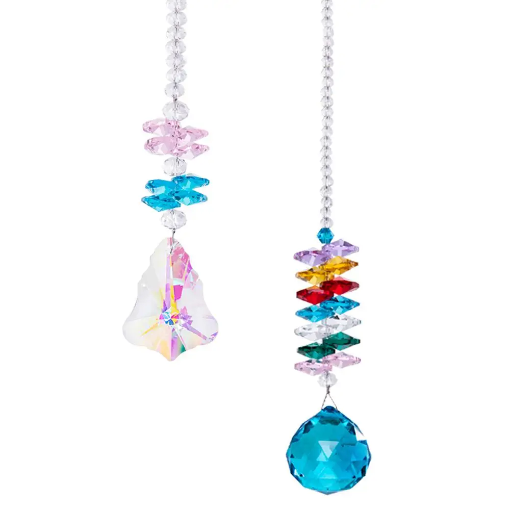 

H&D Color Maple Crystal Ball Prism Sun Catcher Rainbow Maker Hanging Suncatcher Home Wedding Decoration Favors, Pack of 2