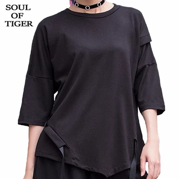 

SOUL OF TIGER 2020 New Europe Fashion Designer Spring Ladies Loose Tops Womens Vintage Casual Tee Shirts Oversized Punk Tshirts