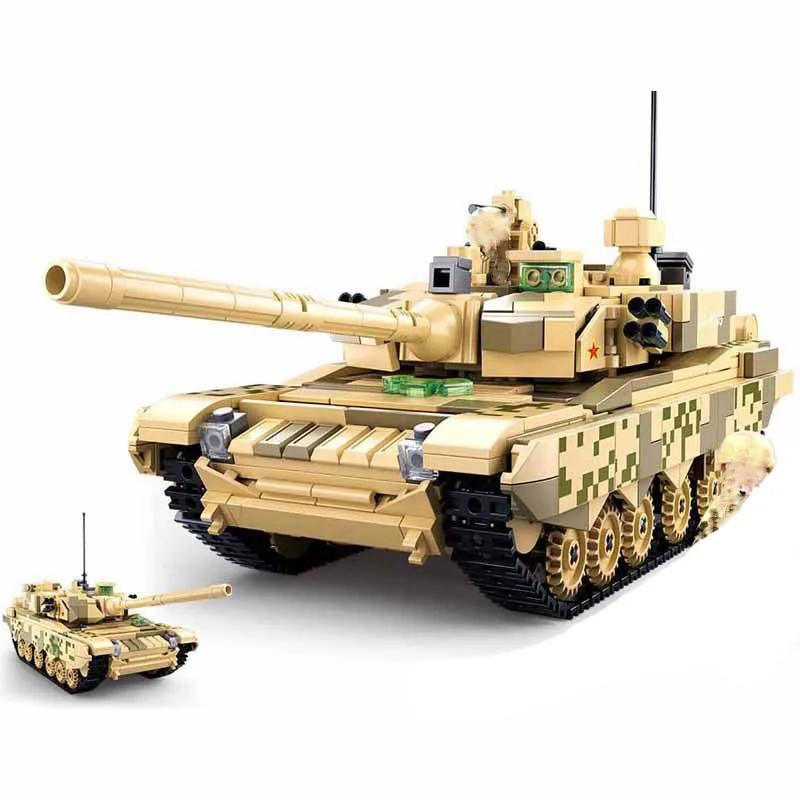 

893Pcs Military series world War WW2 99A Main Battle Tank Tank Model soldier Figures Building Blocks Toys For children Gifts