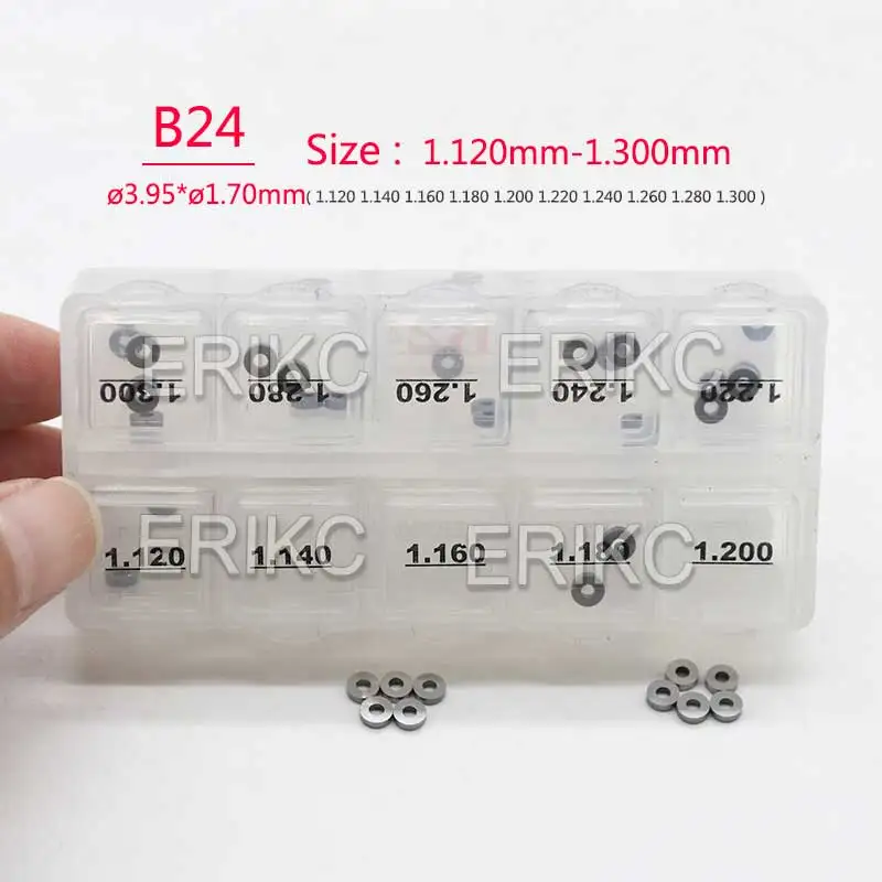

100PCS Injector Shims B24 Gaskets Sizes 1.12-1.30mm Common Rail Adjustment Shims Diesel Injector Repair Calibration Gasket Kit