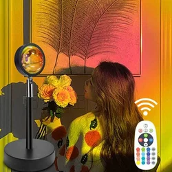 Controle remoto ajustável rgb 4 modos de luz do sol arco íris luz atmosférica, usado para o quarto de casa decoração da parede de fundo