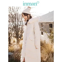 INMAN Зима Новое поступление Ins стиль меховой воротник милый свободная форма женское длинное пуховое пальто