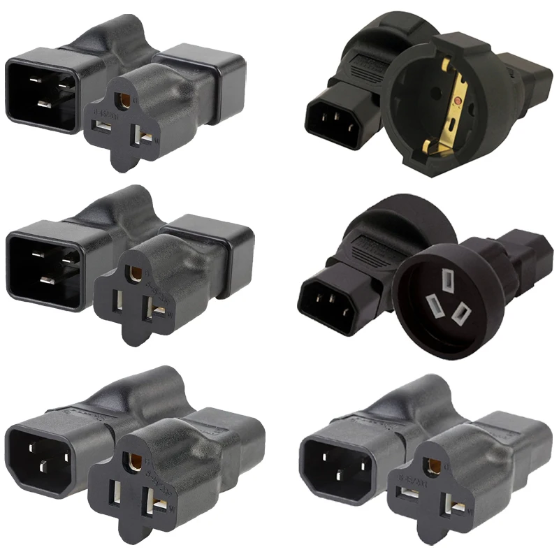America European C14 C20 to US UK AU EU plug adapter 1pcs Italy Switzerland PDU C20 C14 to US 5-15R 6-15R Convert Power Socket