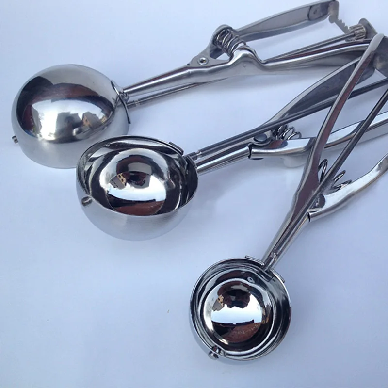 Kitchen 4CM 5CM 6CM Scoop Accessories Steel Spring Tools Ice Cream Ball Dish Stainless Supplies Size Watermelon Biscuit Spoon