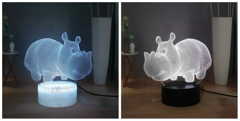Милый наруто носорог 3D визуальная Таблица лампа Мультфильм земля животное светодиодный детский ночной Светильник RGB 7 красочный домашний Декор Свет Дети подарок