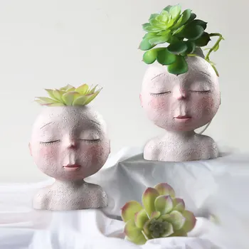 

Nordic style Vase Human Head Abstract Half Body Flower Pot Flower Nordic Arrangement Modern and office Home Living Room Decor