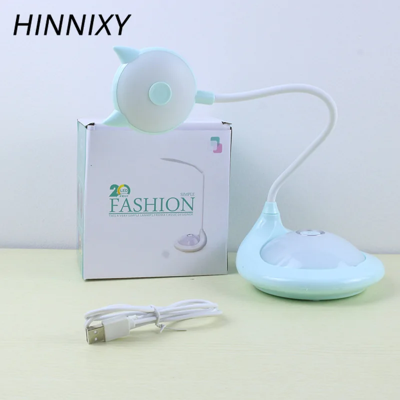 Hinnixy Настольная лампа с мультяшным котом розовый синий регулируемой яркостью