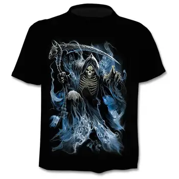 

2020 new 3D printed fake collar t-shirt men's women's t-shirt punk style upper tee skull t-shirt gothic t-shirt Asian size
