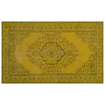 

Handmade Yellow Vintage Overdyed Turkish Area Rug 175x286 Cm-5'9''X9'5''