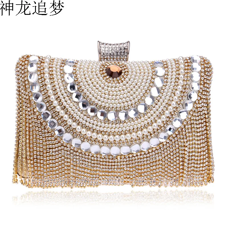 

Explosive tassel dinner female bag High-end banquet bag evening dress bag banquet handbag women shoulder bag ladies clutch purse