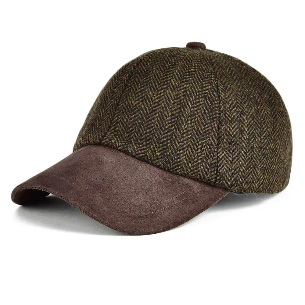 

VOBOOM Wool Baseball Caps Men Women Navy Blue Herringbone Men's Wear Accessory Autumn Woollen Blend Hat 170 with Suede Peak