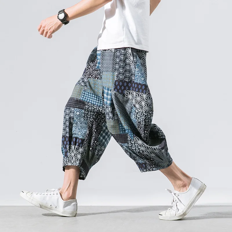 

Summer New Style Printed Harem Pants Capri Pants China Ethnic-Style Large Size Cotton Linen Nepal Saggy Pants