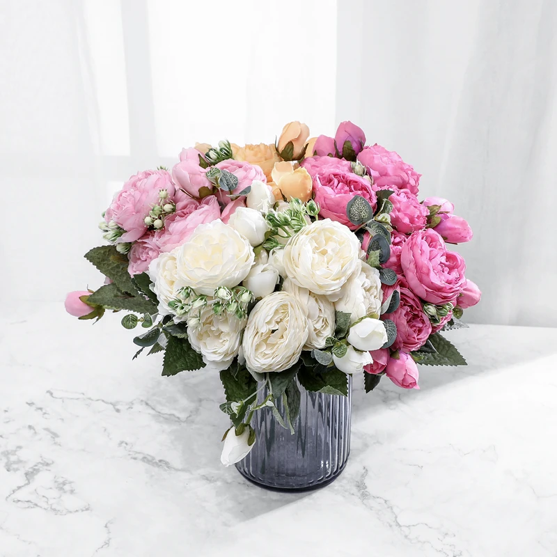 

1pc Artificial Rose Bouquet Decorative Silk Artificial Flowers Bride Bouquets for Wedding Home Party Decoration Wedding Supplies