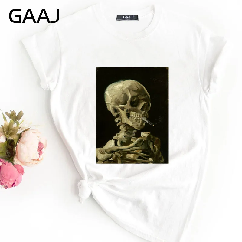 GAAJ "Vincent Van Gogh The Starry Night" Футболка женская футболка с круглым вырезом модная свободная футболка с принтом QGEZN - Цвет: 10