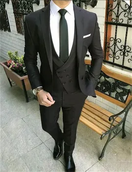 

Handsome Black Men Wedding Tuxedos Men Suits Blazer with Pants For Men Groom Custom Made Best Man Suit (Jacket+Pants+Vest)