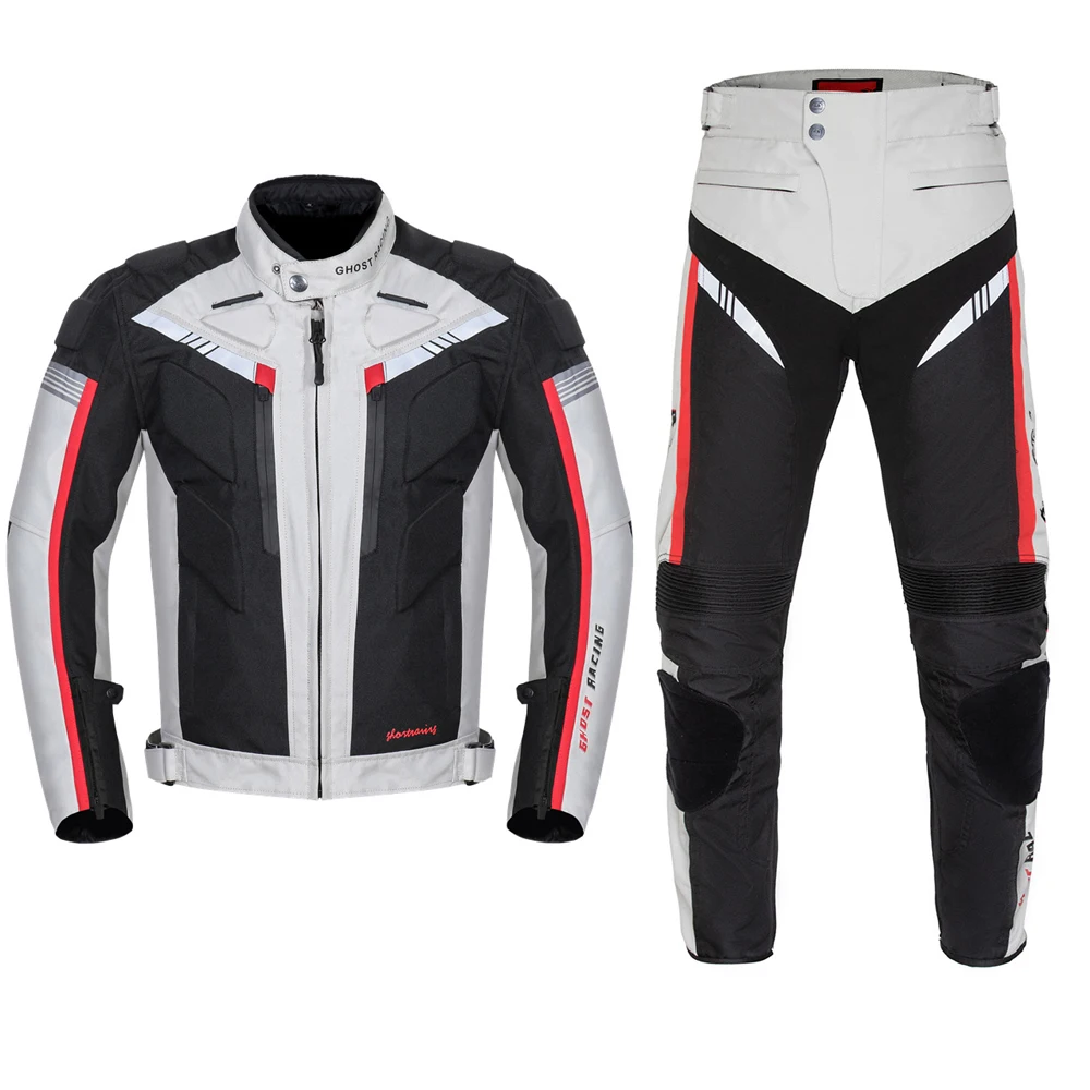 Ghost Racing Four Season Waterproof Motorcycle Jacket Pants Suit High Visibility Reflective Motocross Racing Protective Clothing