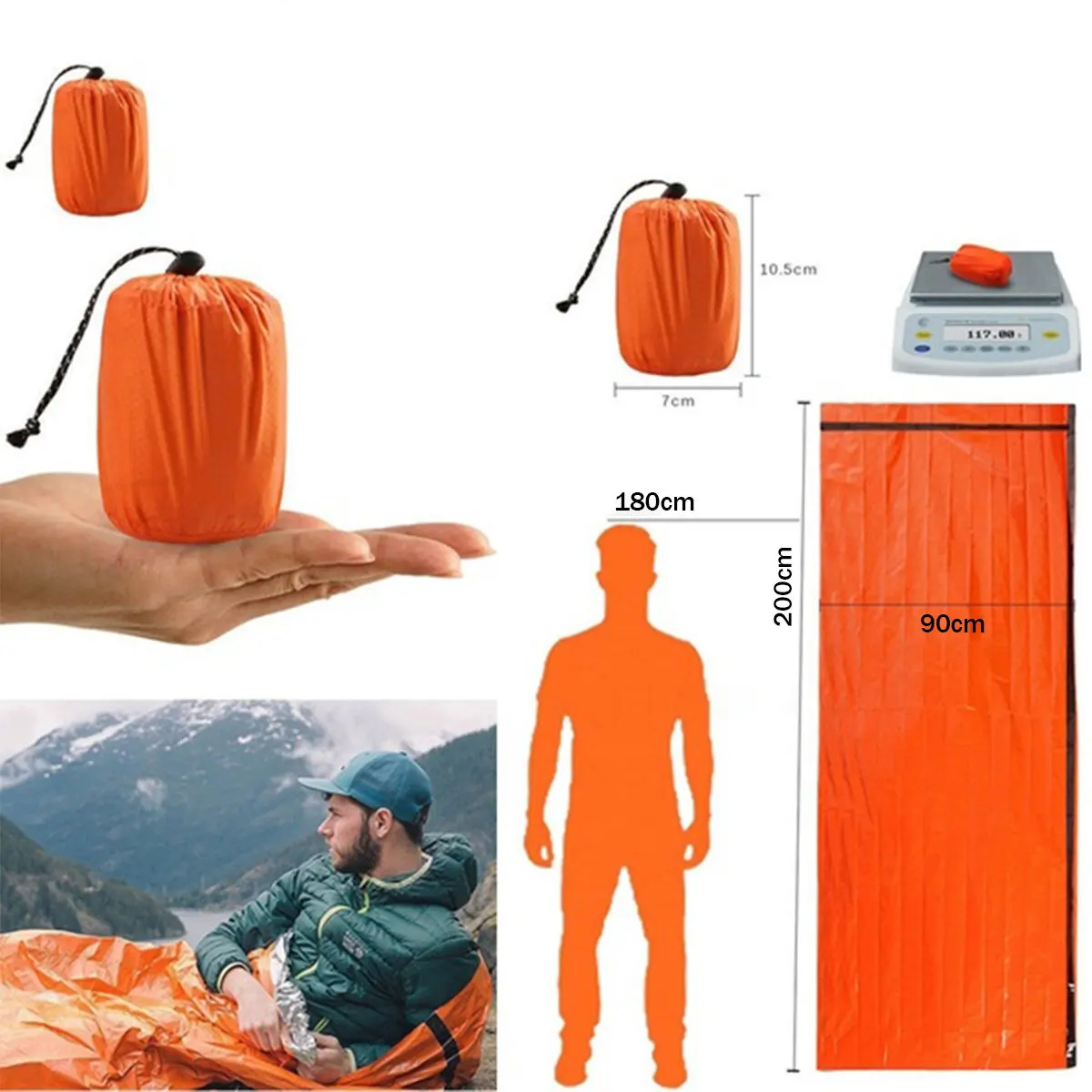 

78.7x35.8''Emergency Foldable Sleeping Bag Space Polyethylene Keep Warm Survival Blanket Portable Waterproof Camping Tent