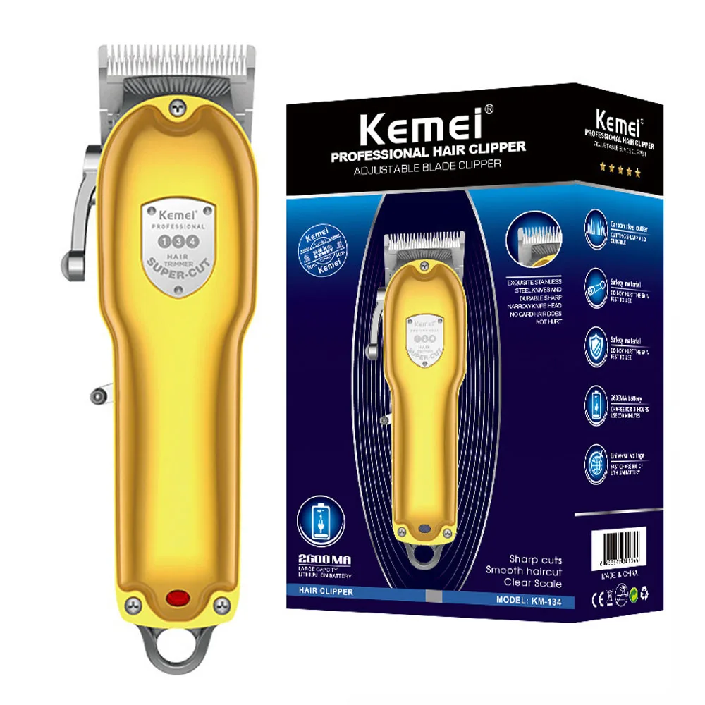 Todo o Metal Aparador de Cabelo Lâmina de Aço Corte de Cabelo Kemei Barbeiro Loja Profissional Recarregável Máquina Cortar Cabelo Carbono Ajustável 8 Computers & Electronics