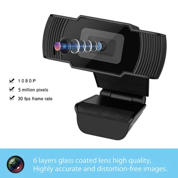 

1080P High-definition Autofocus Web Cam 5MP Video Calling Camera USB Free Driver for Laptop Build in Microphone