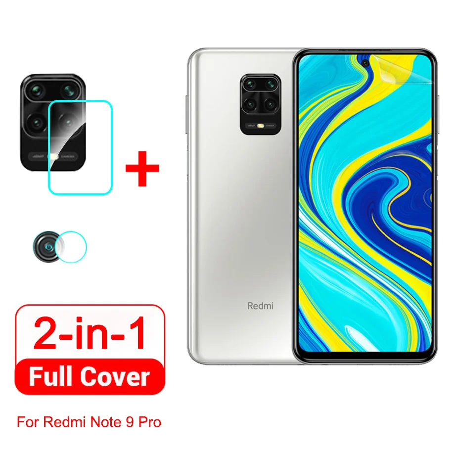 2 в 1 Передняя Гидрогелевая пленка стекло объектива камеры для Xiaomi Redmi Note 9 8 Pro Max 9s 8T