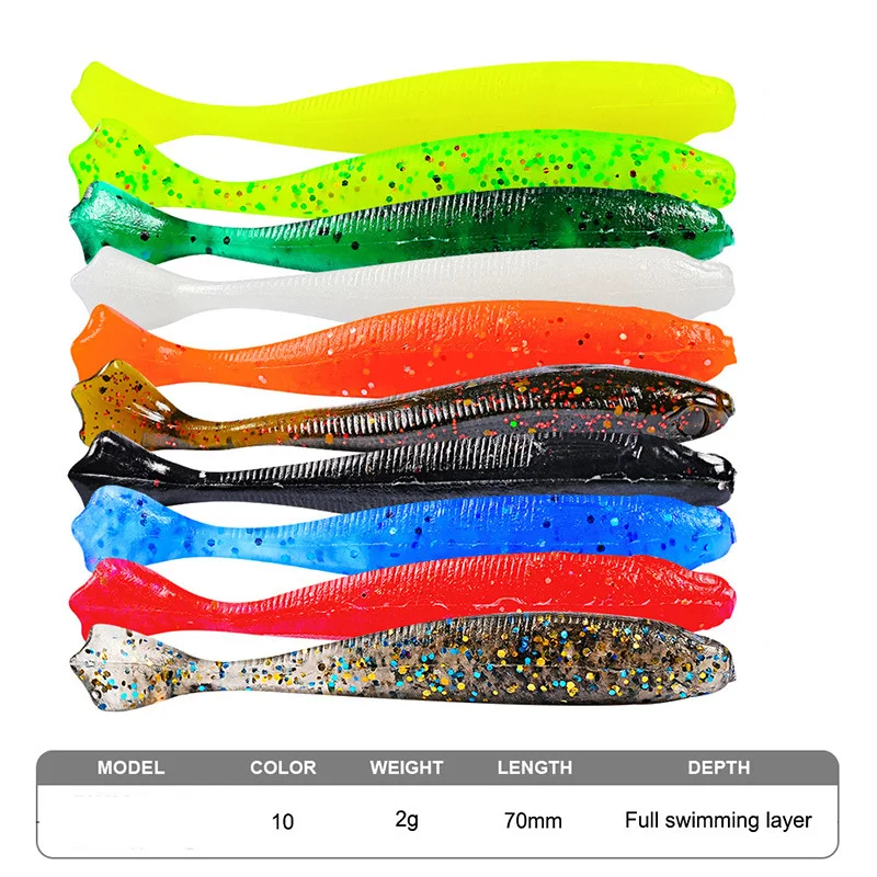

10pcs/lot 7cm 2g Wobblers Soft Bait Silicone Fishing Lure Artificial Carp Fishing Tackle Swimbaits Peche