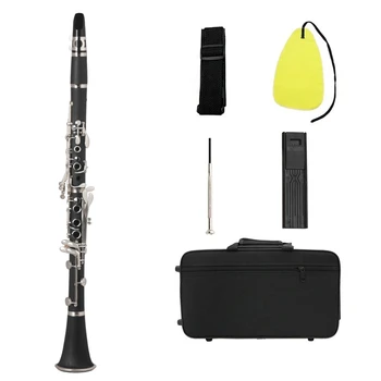 

Woodwind Instruments Clarinet 17 Key Bb Flat Soprano Nickel Plating Exquisite with Cleaning Cloth Gloves Screwdriver